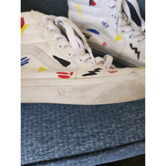 Vans White Hi Top SK8 Sneakers w/ Custom Designs Painted m Men's 8 Women's 9.5 - Picture 10 of 12